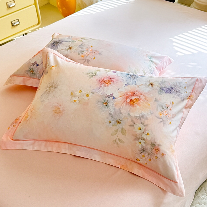 91家纺网 家纺一手货源 找家纺 巧玲珑 2026新款全棉纯棉13376数码印花四件套 悦下花影-粉