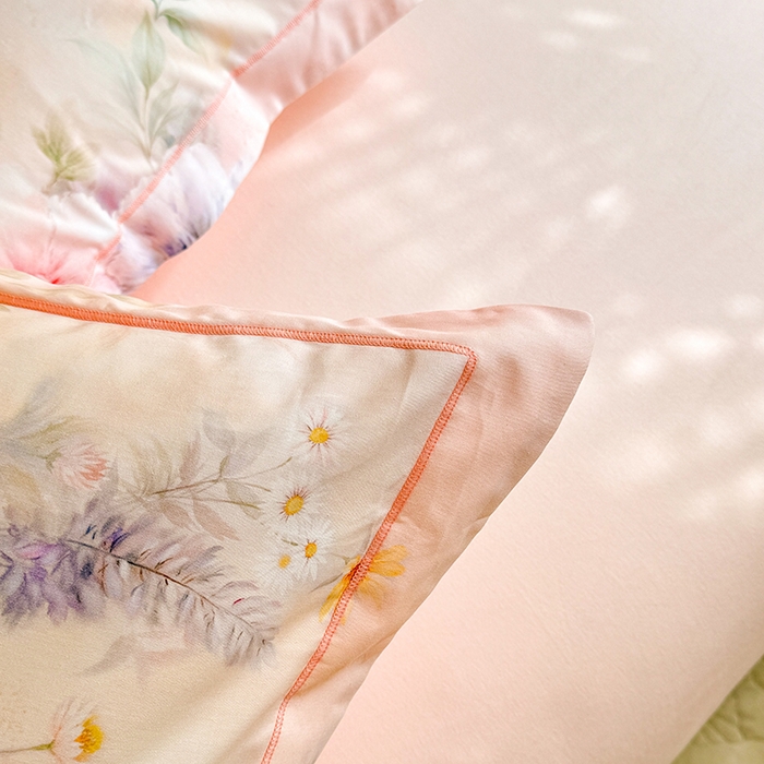 91家纺网 家纺一手货源 找家纺 巧玲珑 2026新款全棉纯棉13376数码印花四件套 悦下花影-粉