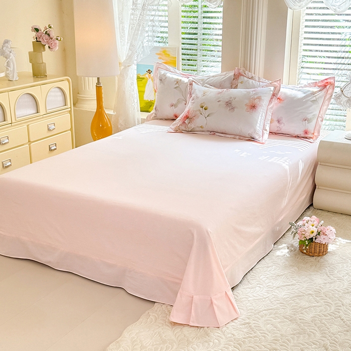 91家纺网 家纺一手货源 找家纺 巧玲珑 2026新款全棉纯棉13376数码印花四件套 云间栖花-粉