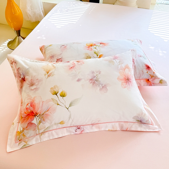 91家纺网 家纺一手货源 找家纺 巧玲珑 2026新款全棉纯棉13376数码印花四件套 云间栖花-粉