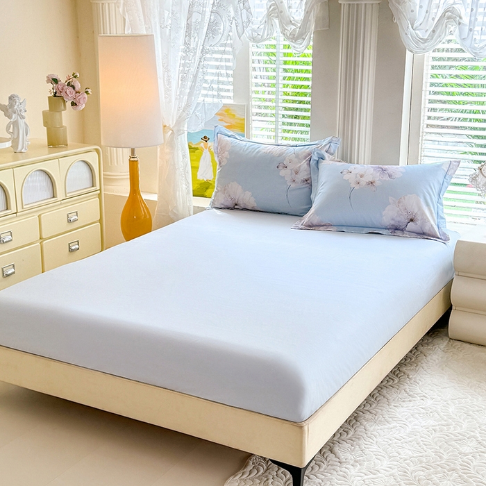 91家纺网 家纺一手货源 找家纺 巧玲珑 2026新款全棉纯棉13376数码印花四件套 云屏浅梦-蓝