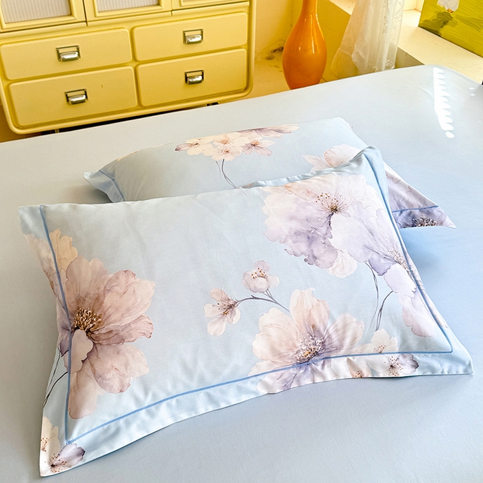 91家纺网 家纺一手货源 找家纺 巧玲珑 2026新款全棉纯棉13376数码印花四件套 云屏浅梦-蓝