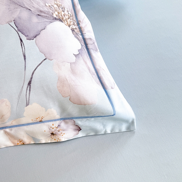 91家纺网 家纺一手货源 找家纺 巧玲珑 2026新款全棉纯棉13376数码印花四件套 云屏浅梦-蓝