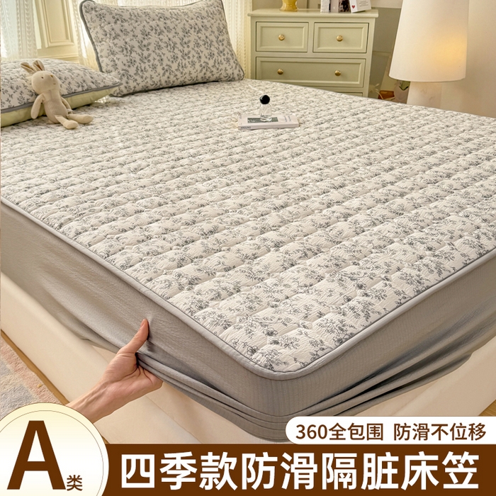 91家纺网 家纺一手货源 找家纺 优品惠 2026新款A类云感双层纱防滑隔脏防水夹棉床笠单品床笠单件 CL小苍兰(普通款)