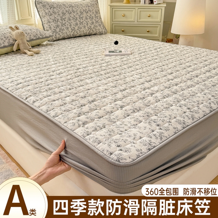 91家纺网 家纺一手货源 找家纺 优品惠 2026新款A类云感双层纱防滑隔脏防水夹棉床笠单品床笠单件 CL小苍兰(普通款)