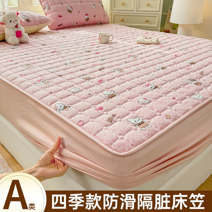 91家纺网 家纺一手货源 找家纺 优品惠 2026新款A类云感双层纱防滑隔脏防水夹棉床笠单品床笠单件 CL豹纹kt(普通款)