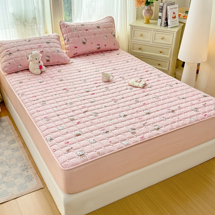 91家纺网 家纺一手货源 找家纺 优品惠 2026新款A类云感双层纱防滑隔脏防水夹棉床笠单品床笠单件 CL豹纹kt(普通款)