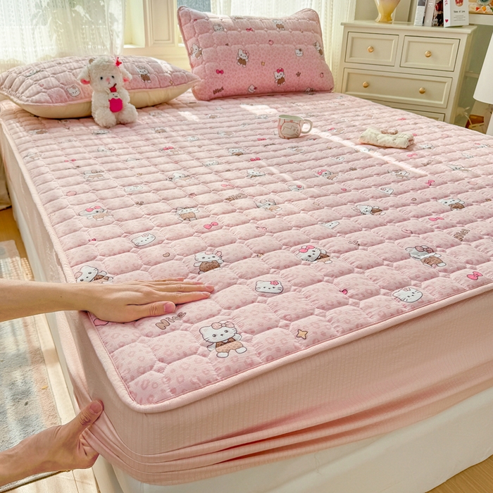 91家纺网 家纺一手货源 找家纺 优品惠 2026新款A类云感双层纱防滑隔脏防水夹棉床笠单品床笠单件 CL豹纹kt(普通款)