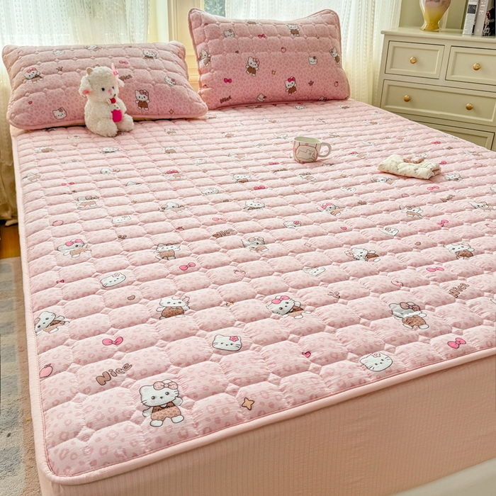 91家纺网 家纺一手货源 找家纺 优品惠 2026新款A类云感双层纱防滑隔脏防水夹棉床笠单品床笠单件 CL豹纹kt(普通款)