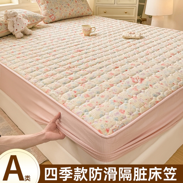 91家纺网 家纺一手货源 找家纺 优品惠 2026新款A类云感双层纱防滑隔脏防水夹棉床笠单品床笠单件 CL繁华蝶影(普通款)