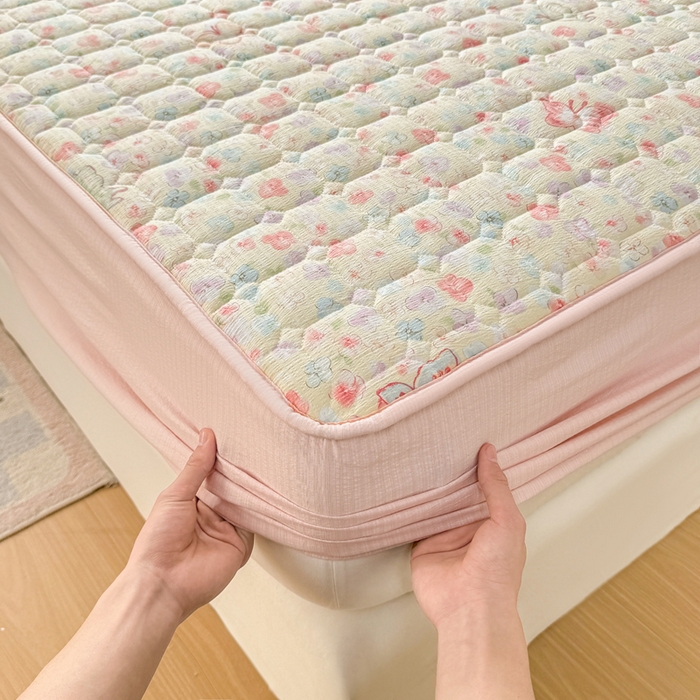 91家纺网 家纺一手货源 找家纺 优品惠 2026新款A类云感双层纱防滑隔脏防水夹棉床笠单品床笠单件 CL繁华蝶影(普通款)