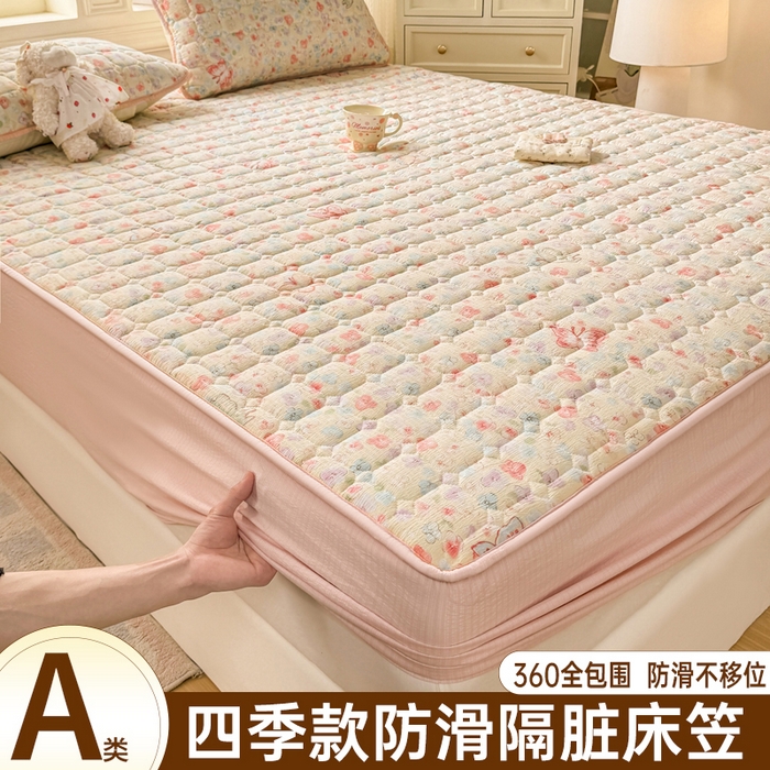 91家纺网 家纺一手货源 找家纺 优品惠 2026新款A类云感双层纱防滑隔脏防水夹棉床笠单品床笠单件 CL繁华蝶影(普通款)