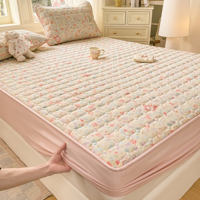 91家纺网 家纺一手货源 找家纺 优品惠 2026新款A类云感双层纱防滑隔脏防水夹棉床笠单品床笠单件 CL繁华蝶影(普通款)