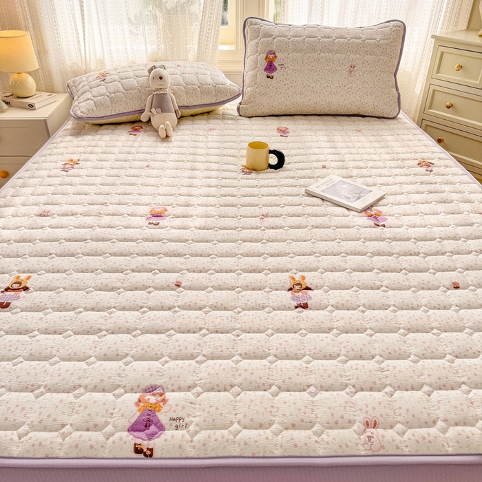 91家纺网 家纺一手货源 找家纺 优品惠 2026新款A类云感双层纱防滑隔脏防水夹棉床笠单品床笠单件 CL花朵女孩(普通款)