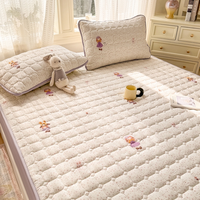 91家纺网 家纺一手货源 找家纺 优品惠 2026新款A类云感双层纱防滑隔脏防水夹棉床笠单品床笠单件 CL花朵女孩(普通款)