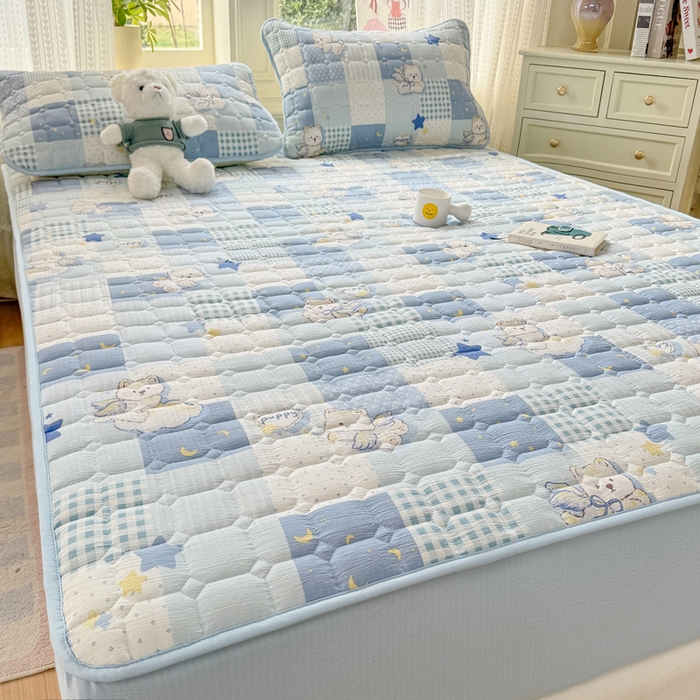 91家纺网 家纺一手货源 找家纺 优品惠 2026新款A类云感双层纱防滑隔脏防水夹棉床笠单品床笠单件 CL泡芙狗(普通款)