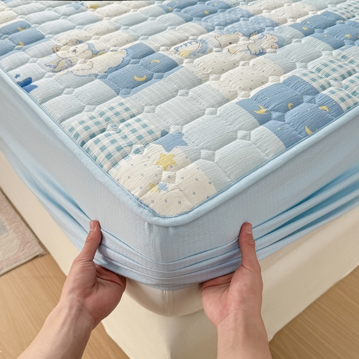 91家纺网 家纺一手货源 找家纺 优品惠 2026新款A类云感双层纱防滑隔脏防水夹棉床笠单品床笠单件 CL泡芙狗(普通款)