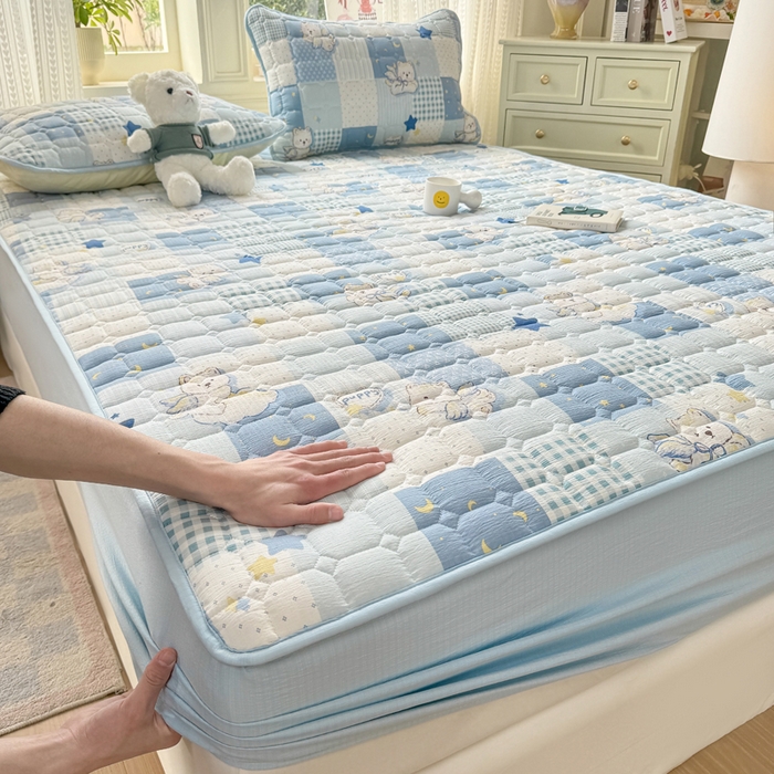 91家纺网 家纺一手货源 找家纺 优品惠 2026新款A类云感双层纱防滑隔脏防水夹棉床笠单品床笠单件 CL泡芙狗(普通款)