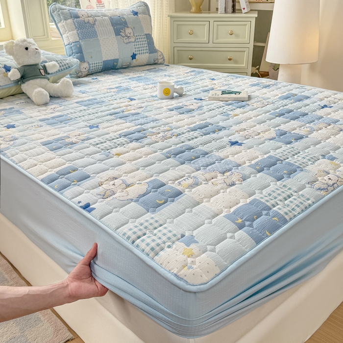 91家纺网 家纺一手货源 找家纺 优品惠 2026新款A类云感双层纱防滑隔脏防水夹棉床笠单品床笠单件 CL泡芙狗(普通款)