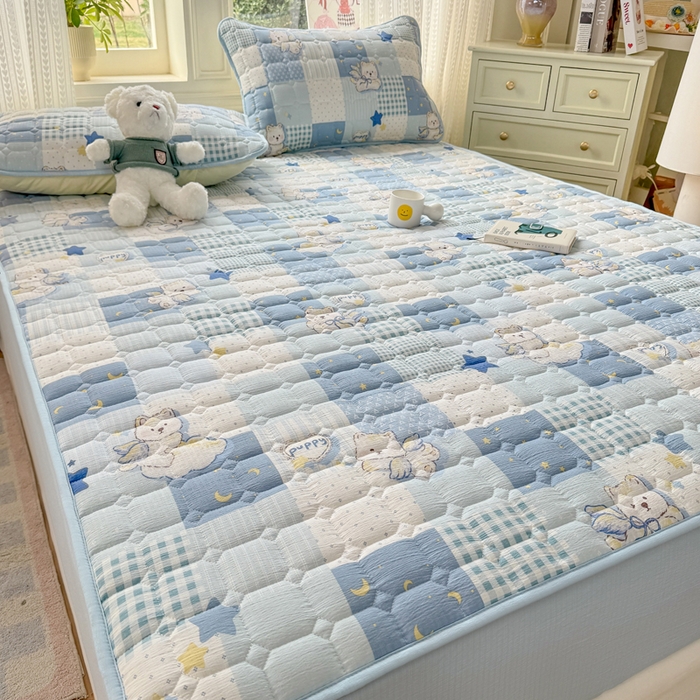 91家纺网 家纺一手货源 找家纺 优品惠 2026新款A类云感双层纱防滑隔脏防水夹棉床笠单品床笠单件 CL泡芙狗(普通款)