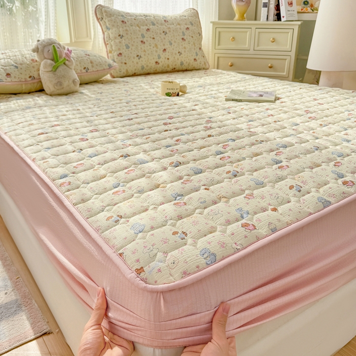 91家纺网 家纺一手货源 找家纺 优品惠 2026新款A类云感双层纱防滑隔脏防水夹棉床笠单品床笠单件 CL小萌宠(普通款)