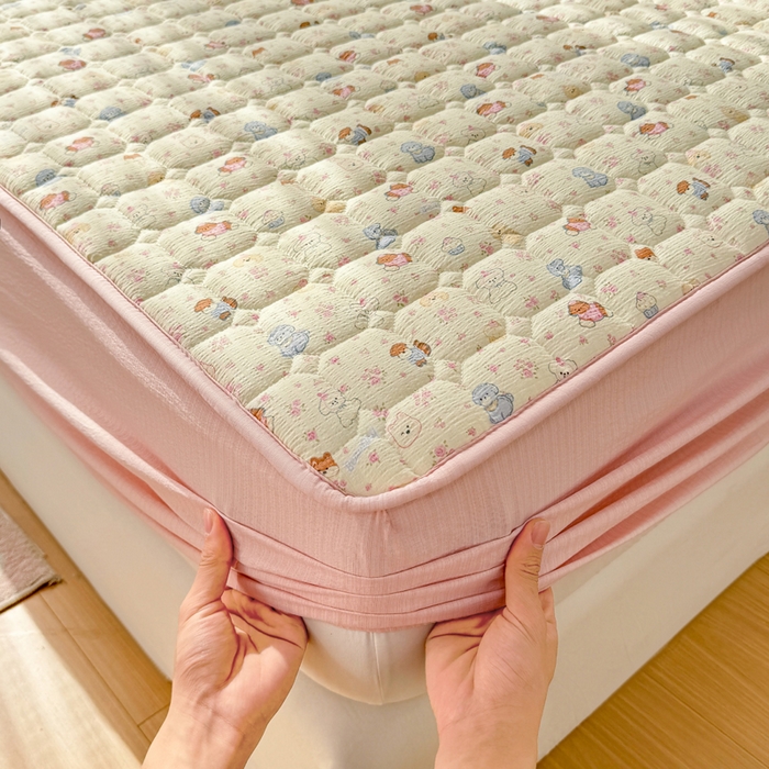 91家纺网 家纺一手货源 找家纺 优品惠 2026新款A类云感双层纱防滑隔脏防水夹棉床笠单品床笠单件 CL小萌宠(普通款)