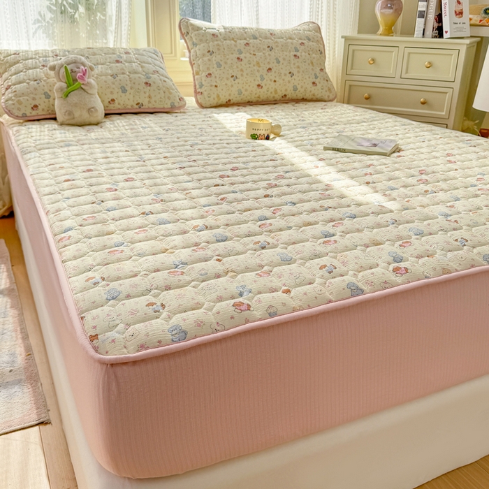 91家纺网 家纺一手货源 找家纺 优品惠 2026新款A类云感双层纱防滑隔脏防水夹棉床笠单品床笠单件 CL小萌宠(普通款)