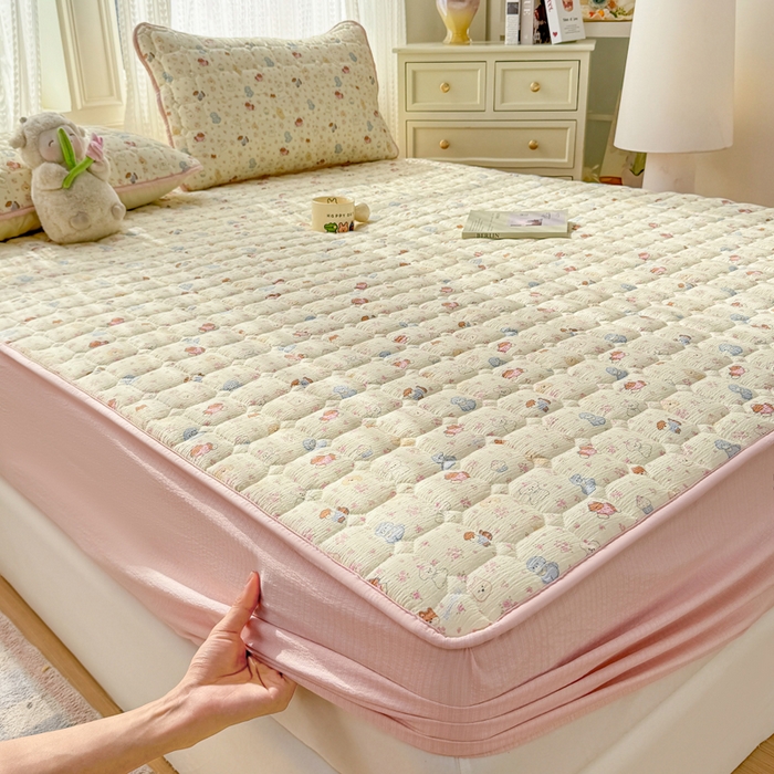 91家纺网 家纺一手货源 找家纺 优品惠 2026新款A类云感双层纱防滑隔脏防水夹棉床笠单品床笠单件 CL小萌宠(普通款)