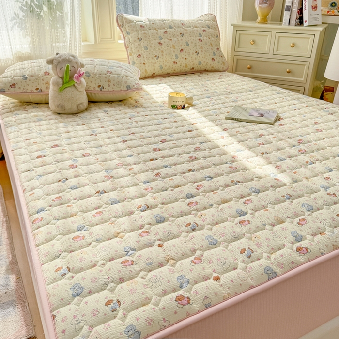 91家纺网 家纺一手货源 找家纺 优品惠 2026新款A类云感双层纱防滑隔脏防水夹棉床笠单品床笠单件 CL小萌宠(普通款)