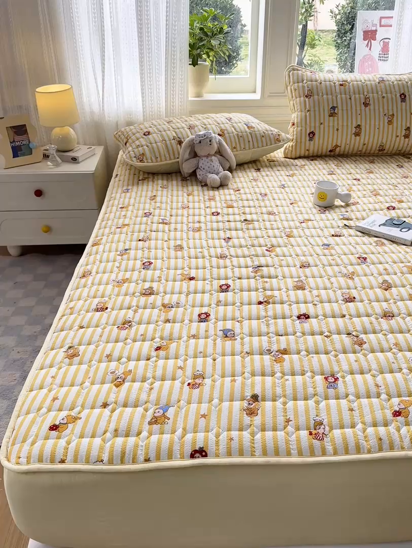 91家纺网 家纺一手货源 找家纺 优品惠 2026新款A类云感双层纱防滑隔脏防水夹棉床笠单品床笠单件 CL星星人(普通款)