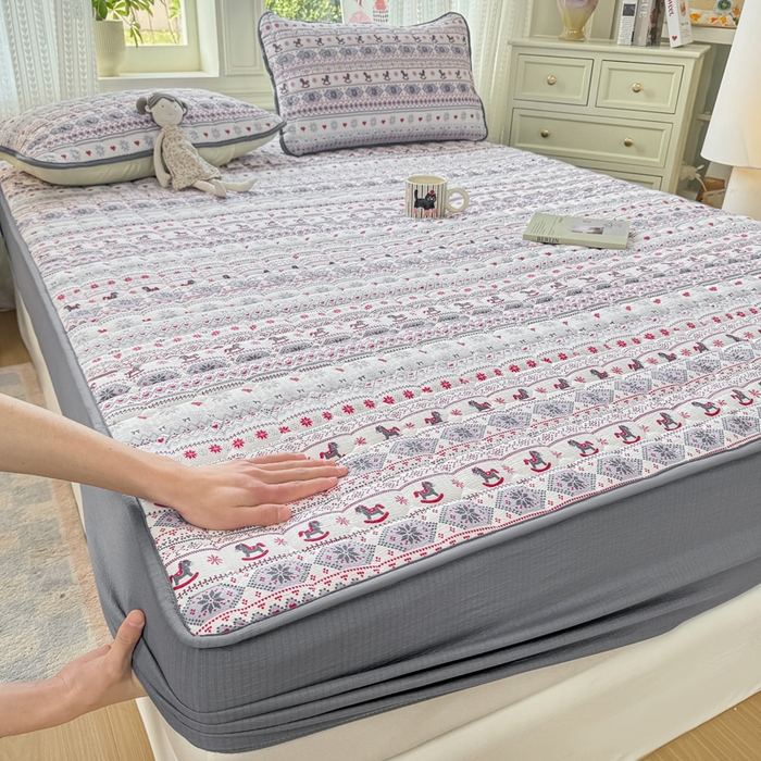 91家纺网 家纺一手货源 找家纺 优品惠 2026新款A类云感双层纱防滑隔脏防水夹棉床笠单品床笠单件 CL幸运小马(普通款)