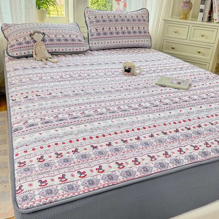 91家纺网 家纺一手货源 找家纺 优品惠 2026新款A类云感双层纱防滑隔脏防水夹棉床笠单品床笠单件 CL幸运小马(普通款)