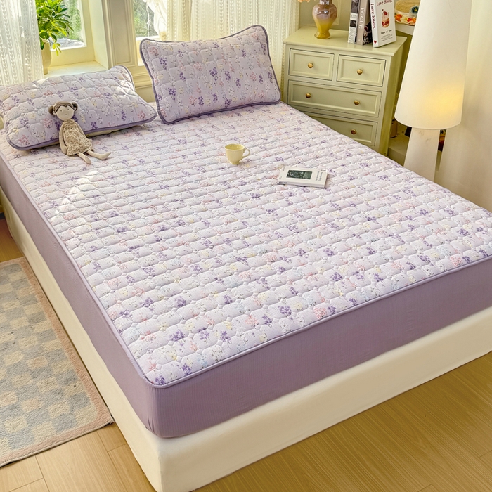 91家纺网 家纺一手货源 找家纺 优品惠 2026新款A类云感双层纱防滑隔脏防水夹棉床笠单品床笠单件 CL薰衣草(普通款)