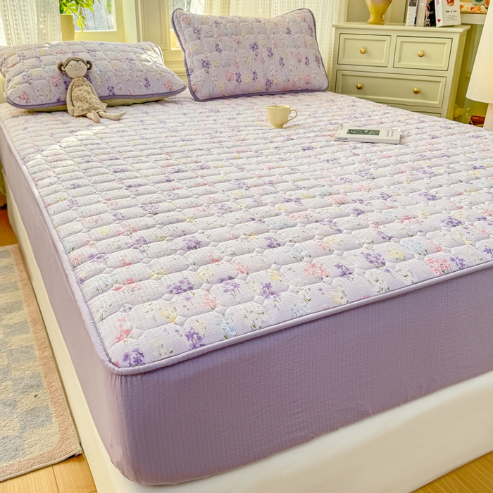 91家纺网 家纺一手货源 找家纺 优品惠 2026新款A类云感双层纱防滑隔脏防水夹棉床笠单品床笠单件 CL薰衣草(普通款)