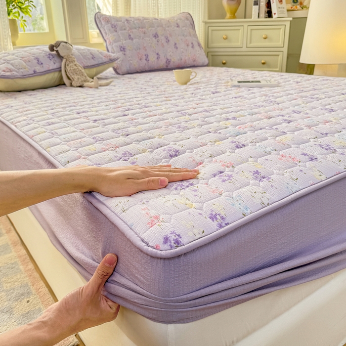 91家纺网 家纺一手货源 找家纺 优品惠 2026新款A类云感双层纱防滑隔脏防水夹棉床笠单品床笠单件 CL薰衣草(普通款)