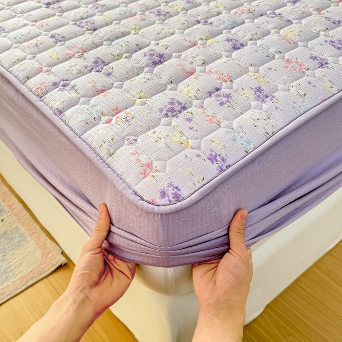 91家纺网 家纺一手货源 找家纺 优品惠 2026新款A类云感双层纱防滑隔脏防水夹棉床笠单品床笠单件 CL薰衣草(普通款)