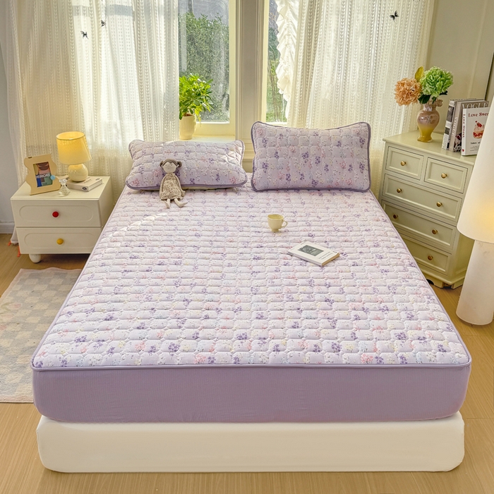 91家纺网 家纺一手货源 找家纺 优品惠 2026新款A类云感双层纱防滑隔脏防水夹棉床笠单品床笠单件 CL薰衣草(普通款)