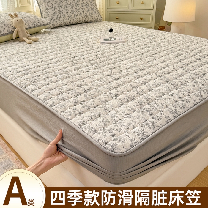 91家纺网 家纺一手货源 找家纺 优品惠 2026新款A类云感双层纱防滑隔脏防水夹棉床笠单品床笠单件 CL小苍兰(防水款)