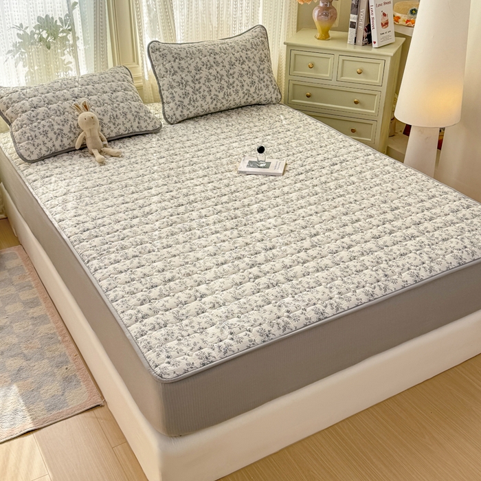 91家纺网 家纺一手货源 找家纺 优品惠 2026新款A类云感双层纱防滑隔脏防水夹棉床笠单品床笠单件 CL小苍兰(防水款)