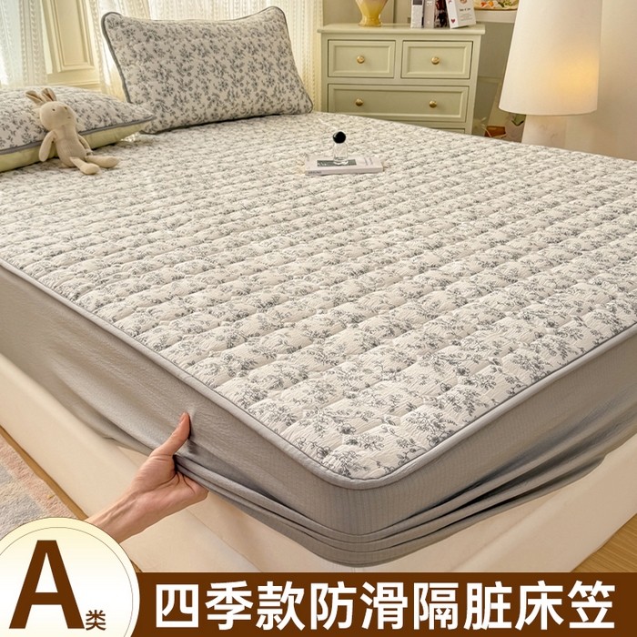 91家纺网 家纺一手货源 找家纺 优品惠 2026新款A类云感双层纱防滑隔脏防水夹棉床笠单品床笠单件 CL小苍兰(防水款)