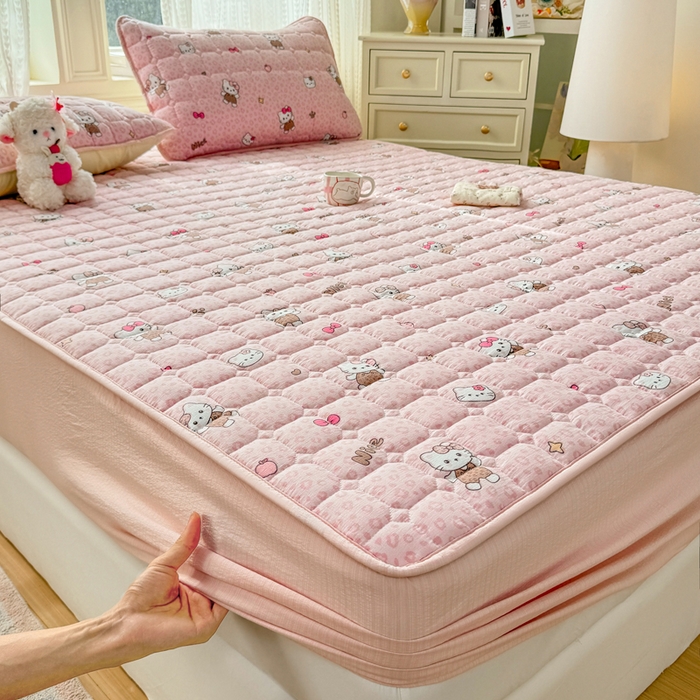 91家纺网 家纺一手货源 找家纺 优品惠 2026新款A类云感双层纱防滑隔脏防水夹棉床笠单品床笠单件 CL豹纹kt(防水款)