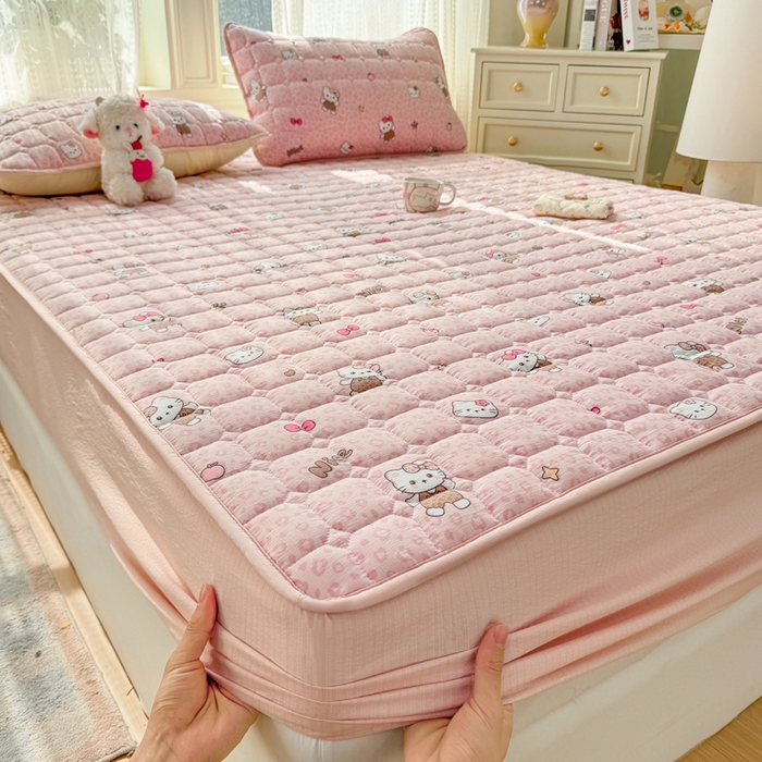 91家纺网 家纺一手货源 找家纺 优品惠 2026新款A类云感双层纱防滑隔脏防水夹棉床笠单品床笠单件 CL豹纹kt(防水款)