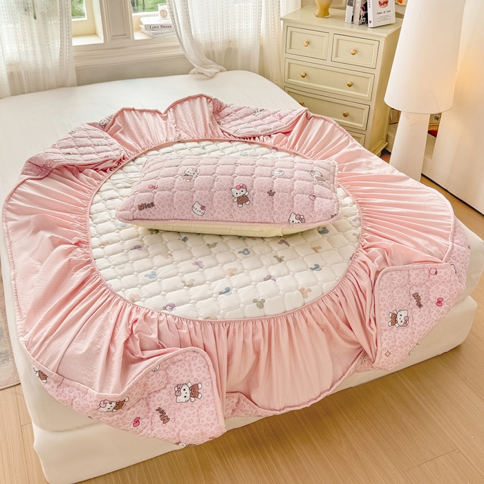 91家纺网 家纺一手货源 找家纺 优品惠 2026新款A类云感双层纱防滑隔脏防水夹棉床笠单品床笠单件 CL豹纹kt(防水款)