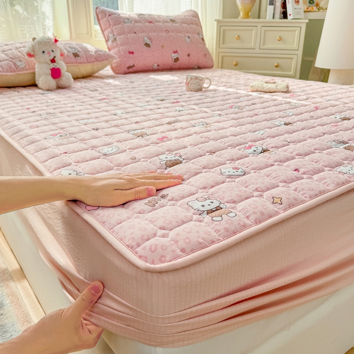 91家纺网 家纺一手货源 找家纺 优品惠 2026新款A类云感双层纱防滑隔脏防水夹棉床笠单品床笠单件 CL豹纹kt(防水款)