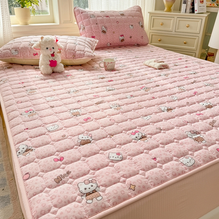 91家纺网 家纺一手货源 找家纺 优品惠 2026新款A类云感双层纱防滑隔脏防水夹棉床笠单品床笠单件 CL豹纹kt(防水款)