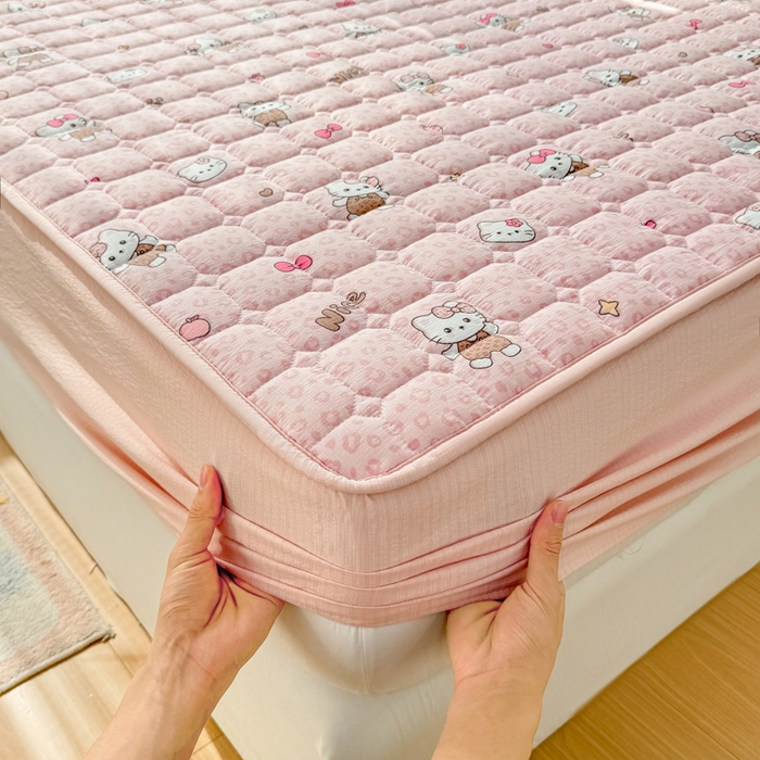 91家纺网 家纺一手货源 找家纺 优品惠 2026新款A类云感双层纱防滑隔脏防水夹棉床笠单品床笠单件 CL豹纹kt(防水款)