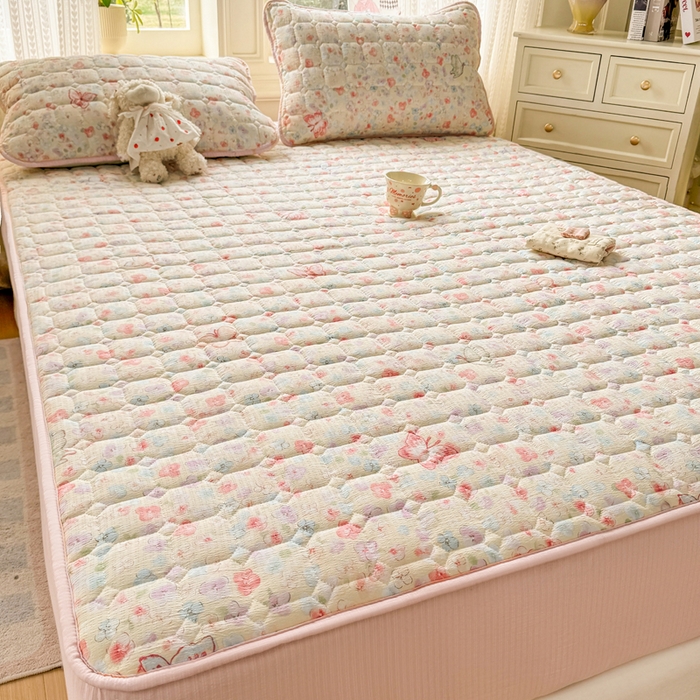 91家纺网 家纺一手货源 找家纺 优品惠 2026新款A类云感双层纱防滑隔脏防水夹棉床笠单品床笠单件 CL繁华蝶影(防水款)