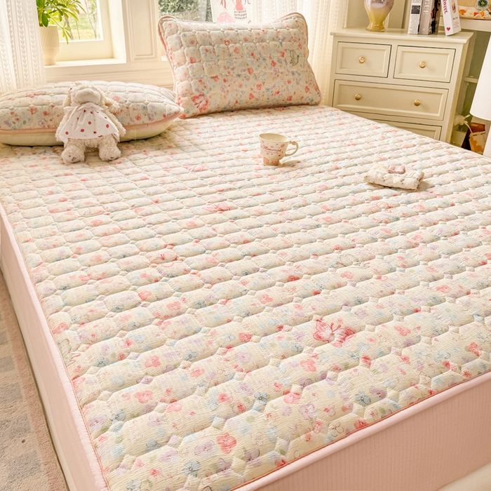 91家纺网 家纺一手货源 找家纺 优品惠 2026新款A类云感双层纱防滑隔脏防水夹棉床笠单品床笠单件 CL繁华蝶影(防水款)