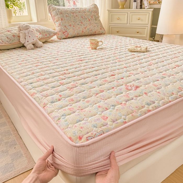 91家纺网 家纺一手货源 找家纺 优品惠 2026新款A类云感双层纱防滑隔脏防水夹棉床笠单品床笠单件 CL繁华蝶影(防水款)