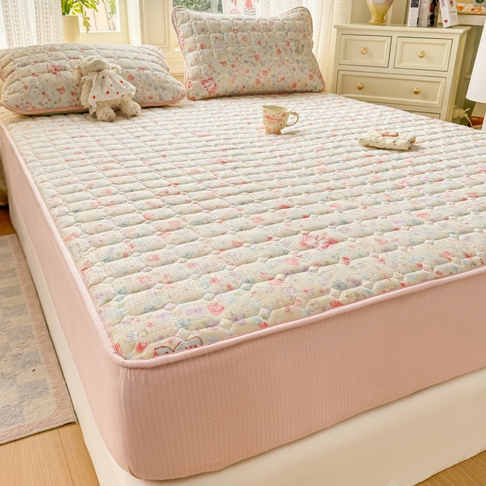 91家纺网 家纺一手货源 找家纺 优品惠 2026新款A类云感双层纱防滑隔脏防水夹棉床笠单品床笠单件 CL繁华蝶影(防水款)